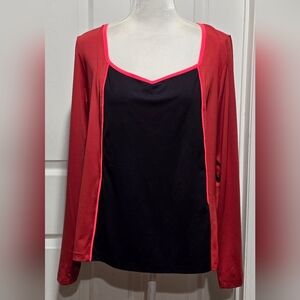 Livi For Lane Bryant Rust Coral & Black Colorblock Active Top Size 18/20
